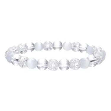 Imagem de Anjoron Pulseira feminina ametista pedra natural com contas elásticas pulseira de contas de cristal 18,8 cm com caixa de presente, One Size, Elástico, Sem Pedra Preciosa