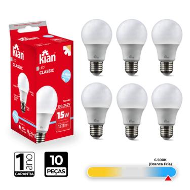 Imagem de Lâmpada Led Bulbo A60 15W 6.500K Branca Fria Bivolt Kian - CX/10