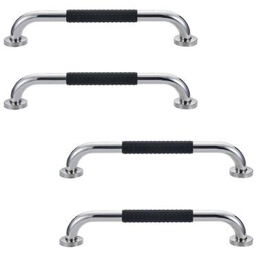 Imagem de Barra de Apoio Inox 30cm Suporte Antiderrapante Idoso Kit 4 uni Criança Gestante Cadeirante Segurança Acessibilidade