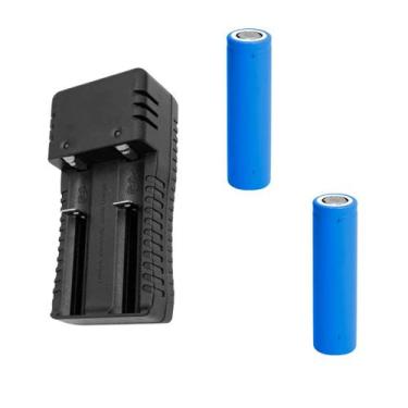 Imagem de Kit 1 Carregador De Bateria Preto Bivolt 18650 E 2 Baterias Qualidade 