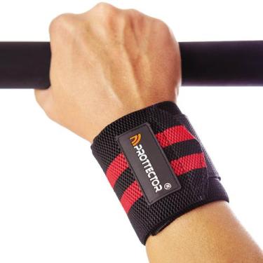 Imagem de Munhequeira elastica stronger 80mm - Prottector, Preto, Vermelho