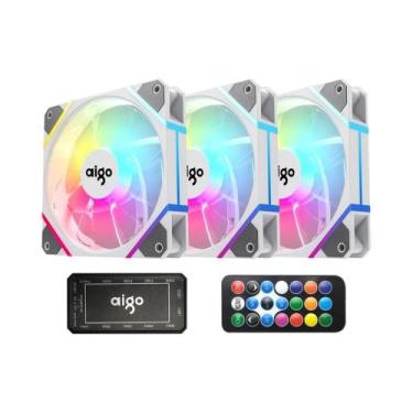 Imagem de RGB 120mm Aigo AM12 Case Fan Kit 6Pin Water Cooler CPU Ventiladores De