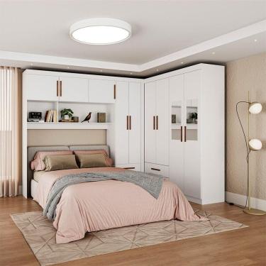 Imagem de Guarda Roupa Casal Modulado 5 Portas Hercules 4 Portas 4 Gavetas com Espelho Branco