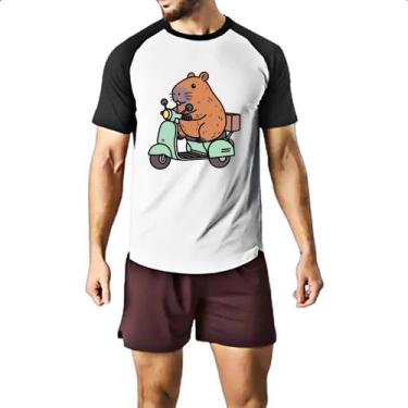 Imagem de Camiseta Raglan Capivara na lambreta - Alearts, GG