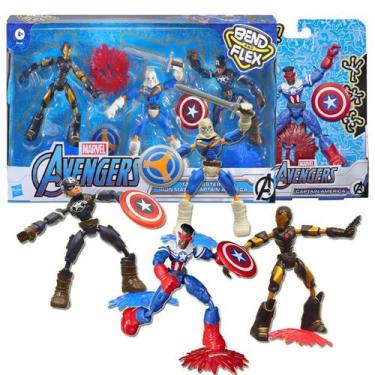Imagem de Kit 4 Bonecos Marvel Capitão América Homem Ferro Falcão TaskmasterHasb