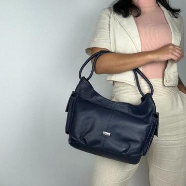Imagem de Bolsa recuo em couro legitimo b.1087, Azul marinho