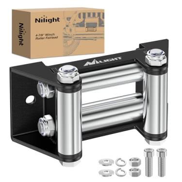 Imagem de Nilight Guincho Fairlead 4-7/8 polegadas (124 mm) Rolo de guincho resistente Guia de cabo universal de 4 vias com ferragens de montagem para cabo de aço 907.2-1,587.6 kg UTV ATV Winch acessório de