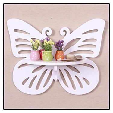 Imagem de Prateleira de canto para banheiro, prateleira de canto esculpida em forma de borboleta, suporte de parede, branco, 1 camada, prateleira de canto, estante, estante de livros para banheiro e cozinha