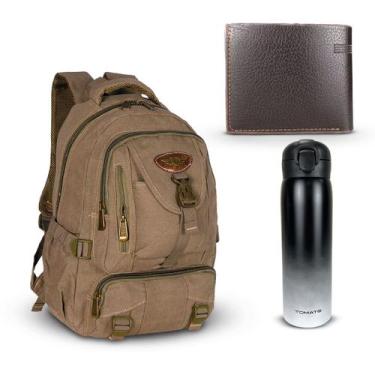 Imagem de kit Mochila Estudante Carteira Design Clássico e Garrafa - MOCHILA UNI