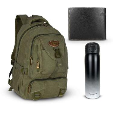 Imagem de kit Mochila Estudante Carteira Design Clássico e Garrafa - MOCHILA UNI