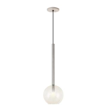 Imagem de Pendente Luminária Teto Lustre Tubo Globo Vidro 20Cm Prata
