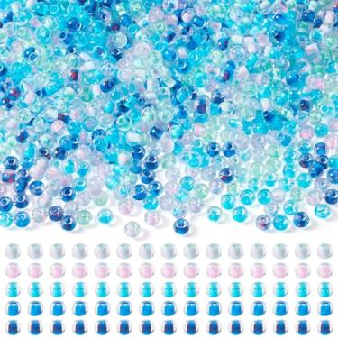 Imagem de Pandahall 100 g 4 mm contas de semente de vidro azul celeste contas de pônei cristal 6/0 contas de semente forradas de prata transparente pequenas contas de semente tcheca para fazer joias de verão