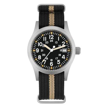 Imagem de Militado ML05 38 mm VH31 Relógio de quartzo – C3 Relógio de pulso retroluminoso superluminoso para homens, 100 m, à prova d'água, Preto/Ronda 515/com calendário