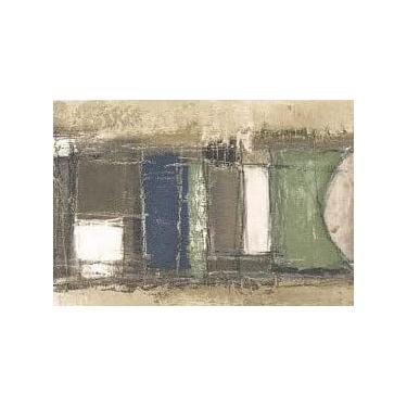 Imagem de CONCORD WALLCOVERINGS ™ Retângulos de padrão abstrato de borda de papel de parede para sala de estar, quarto, banheiro, verde, marrom, azul, branco, 4,5 m por 10 cm SF78346
