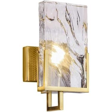 Imagem de Luminárias de parede internas, arandelas de cristal para banheiro, arandelas de vidro dourado, luminárias de parede industriais modernas para quarto, sala de estar, corredor, hotel, restaura