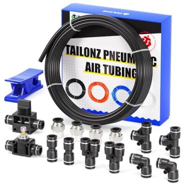 Imagem de TAILONZ PNEUMATIC Kit de tubos de ar em PU de 10 metros preto de 10 m de 10 m Tubo de Ar ou Transferência de Fluido Tubo Pneumático