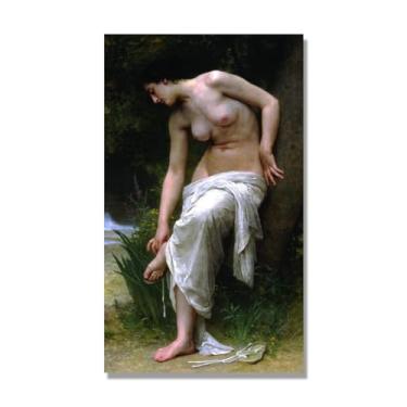 Imagem de NHLDZYH William Adolphe Bouguereau Impressões artísticas - Pintura de retrato - (Após o banho) - Pôster temático de mitologia grega - Pôster de decoração de parede vintage. Tela de 40 x 68 cm - 15,7 x