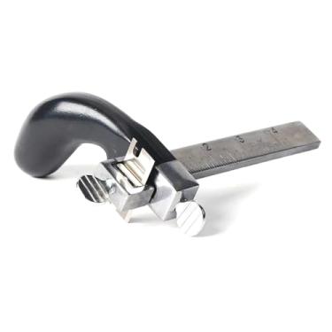 Imagem de NATEFEMIN Tira de couro e cortador de tira, ferramenta de corte de couro de calibre de aço para artesanato em couro DIY