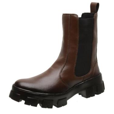 Imagem de Bota Cano Curto Baixo Coturno Feminino Moderno Gmm Shoes, Marrom, 38, 