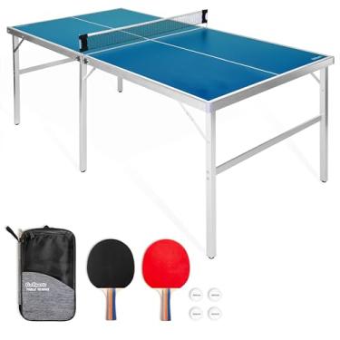 Imagem de GoSports Conjunto de tênis de mesa de tamanho médio de 1,8 m x 0,9 m – jogo de tênis de mesa portátil interno/externo com rede, 2 raquetes de tênis de mesa e 4 bolas