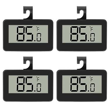 Imagem de DWEII- Pacote com 4 termômetros digitais para geladeira, mini termômetro para geladeira, termômetro digital para freezer, termômetro de ambiente à prova d'água com gancho para kit