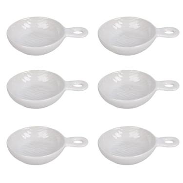Imagem de Temp-Tations Conjunto de 6 tigelas de servir, Woodland White - Prato pequeno de molho de soja em forma de frigideira de 118 ml para preparação, salsa, sobremesa, lanches, mini pratos de cerâmica