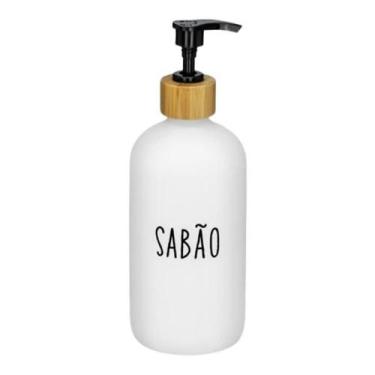 Imagem de Dispenser Porta Sabão Sabonete Líquido Em Vidro Grande Branco Tingido 