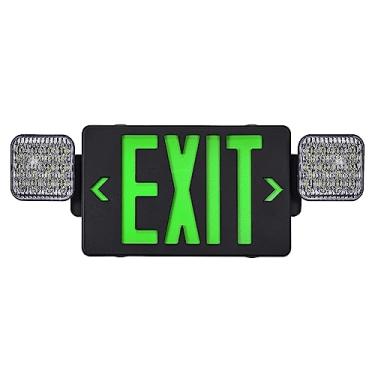Imagem de GZRUIYANG Placa De Saída Emergência Preta Com Luzes Verdes, Luz Led, Bateria Reserva, Certificação Ul 924, Ca 120/277 V, Combinação Comercial Para Empresas - 1 Pacote