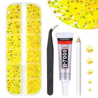 Imagem de qiipii Strass De Resina Amarelo-Limão Com Cola B7000 Para Joias Artesanato Deslumbrante, 2 Mm A 6 Mm, Citrino, Fundo Plano, Pedras Gelatina, Diamantes, Joias, Amuletos, Suprimentos Unhas, Maquiagem
