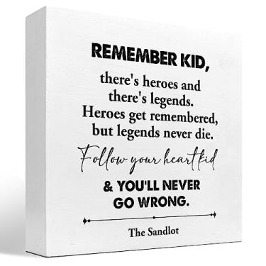 Imagem de z-crange Placa De Bloco Madeira "Lembre-Se, Garoto, Há Heróis", Decoração Mesa, Caixa Inspiradora, Para Berçário, Quarto Criança, Sala Jogos, Prateleira Escolar