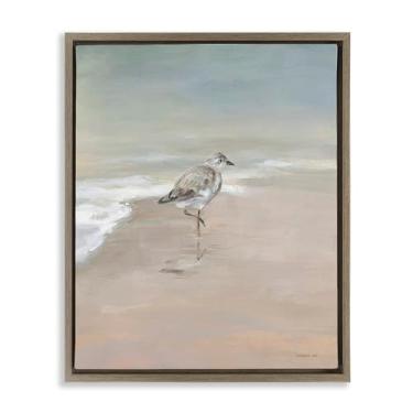 Imagem de Stupell Industries Sandpiper Nautical Shore Bird Brown Framed Floater Canvas Wall Art Design por Danhui Nai, 17 x 21