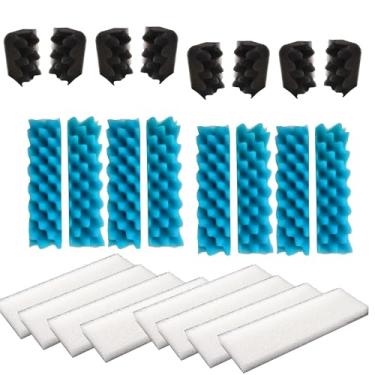 Imagem de Qzbhct Kit de 24 almofadas brancas de espuma azul com filtro preto para aquário compatível com sistemas de filtragem Hagen Fluval 406, 407