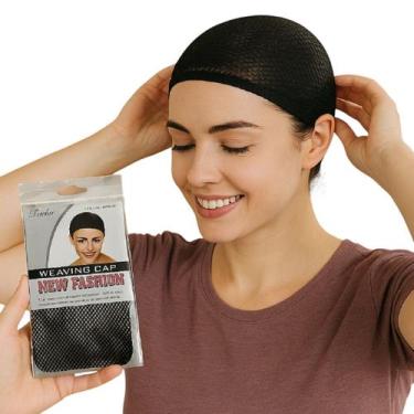 Imagem de 5 Toucas de nylon de cabelo preta respirável peruca aplique - Genérica