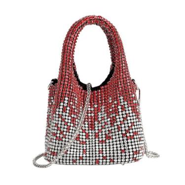 Imagem de GJHFCXSO Bolsa De Luxo com Strass Para Mulheres, Bolsas e Bolsas De MãO Com Strass Brilhantes e Gradientes, Bolsa de Noite,Red