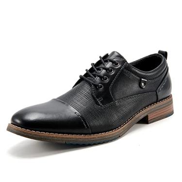 Imagem de Sapato social masculino Oxford de couro, bico cavado, Derbys Business Formal Work Shoe para homens, Preto, 43
