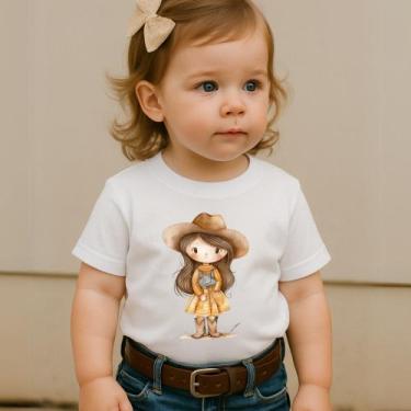 Imagem de Camiseta Blusa Infantil Feminina Estampa Menina Fazendeira 020 Country