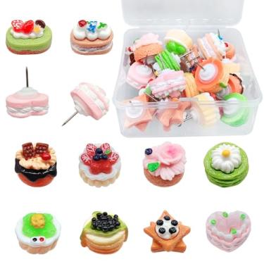 Imagem de Afagarly Alfinetes divertidos lindos pinos decorativos para placa de exibição, imitação vívida, bolo, tachinhas engraçadas para parede, cortiça, cozinha, bar, café, decoração (20 peças)