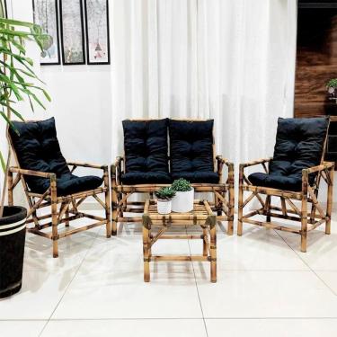 Imagem de Conjunto Poltronas E Mesa Bambu Para área Externa C- Almofada