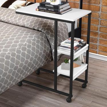 Imagem de Mesa Industrial Auxiliar Para Cama Miti Preto E Branco