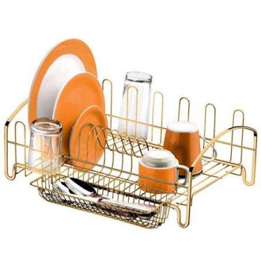 Imagem de Escorredor de louças de aço dourado 44x34 cm - FUTURE