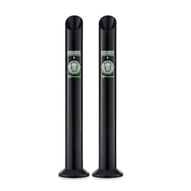 Imagem de Kit 2 Dispenser Lixeira Clean Executivo Copos Plásticos Descartáveis Bebedouro Vertical Água Café Fácil Uso Clínica Hospital Empresa Barbearia Salão Comércio (2, Preto)