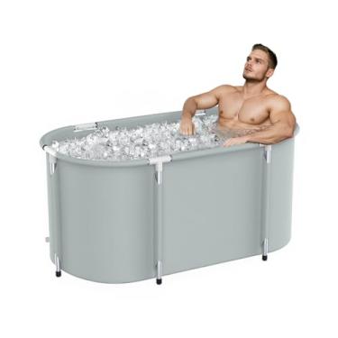 Imagem de XICIKIN Banheira de gelo, banheira de imersão a frio de 129 galões, banheira portátil para adultos para banhos quentes e frios, uso interno e externo (cinza)