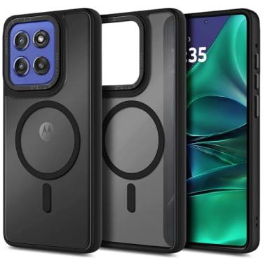Imagem de YZB Capa projetada para Motorola Moto G-Stylus-2025, magnética compatível com MagSafe, traseira translúcida fosca resistente a arranhões, proteção de nível militar, capa fina à prova de choque, preta