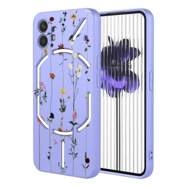 Imagem de KOARWVC Capa de telefone para Nothing Phone 1, capas A063 com design de padrão de flores fofas capa protetora fina de TPU macio para celular 1 roxo jardim