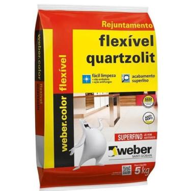 Imagem de Rejunte Cerâmica Flexível Quartzolit Weber Saco 5kg Branco