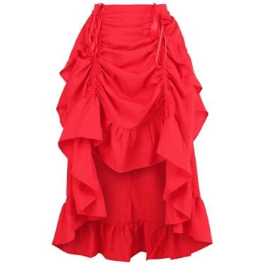 Imagem de Daisy corsets Fantasia feminina de crepe vermelho alto com cordão bustle western cowgirl fashion fantasia Halloween, Vermelho, 25-30