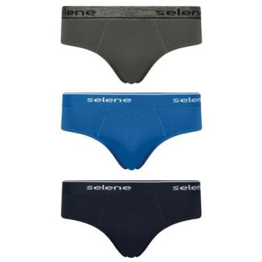 Imagem de Kit 3 Cuecas Slip Selene 11900-001 Algodão Cós Elástico, 998, Chumbo, 