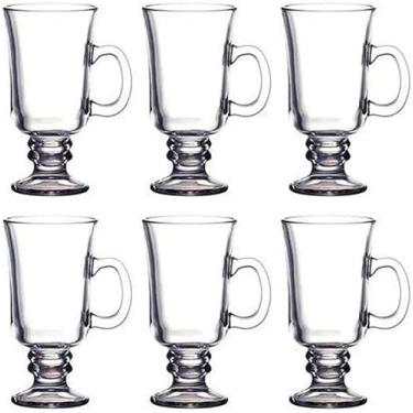 Imagem de Kit com 6 Taças de Vidro Estilo Irish Coffee para Cappuccino, Chá, Macchiato e Bebidas Quentes - Caneca com Alça 230ml (TAÇAS GRANDES 230ML)