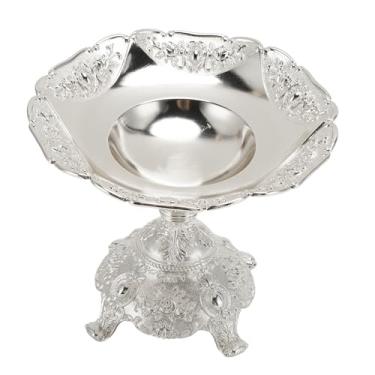 Imagem de Pssopp Zinklegation European Style Fruit Bowl Serviço Elegante para Celebração do Casamento, Ação de Graças - Design Bonito e Prático (Prata)