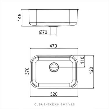 Imagem de Cuba Pia Cozinha Gourmet Pia Aço 304 Inox Embutir Docol Tamanhos, 47x3
